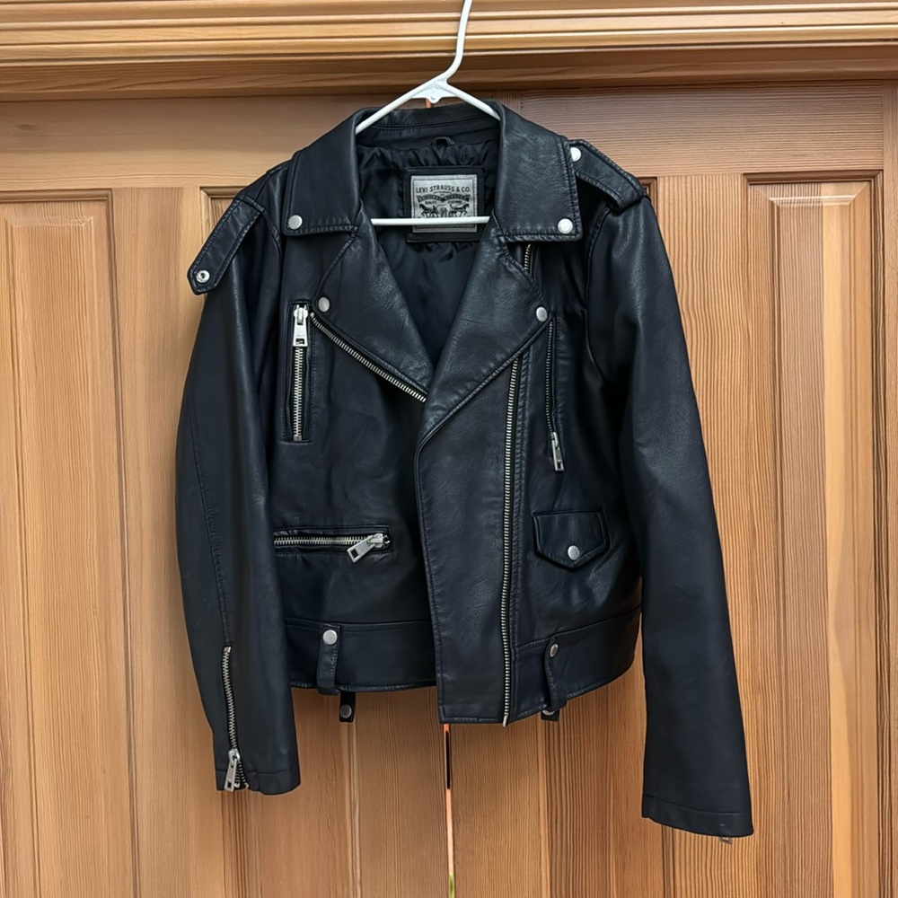 Levi Strauss faux leather motorcycle jacket. Size XL